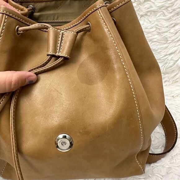 COACH Vintage Light Tan Leather Legacy Drawstring Backpack Bag 9569 small - Picture 10 of 11